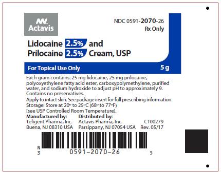Lidocaine 2.5% and Prilocaine 2.5% NDC: <a href=/NDC/0591-2070-26>0591-2070-26</a> 5 gram tube