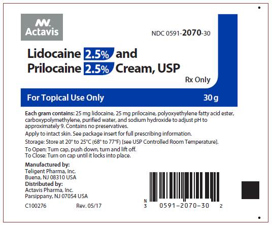 Lidocaine 2.5% and Prilocaine 2.5% NDC: <a href=/NDC/0591-2070-30>0591-2070-30</a> 30 gram tube