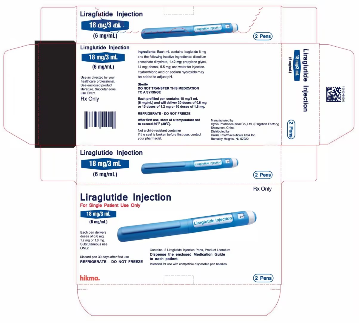 liraglutide injection carton lable for two syringes