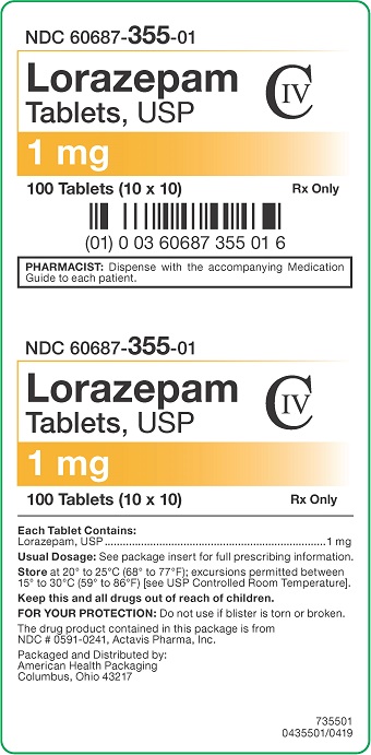 1 mg Lorazepam Tablets Carton