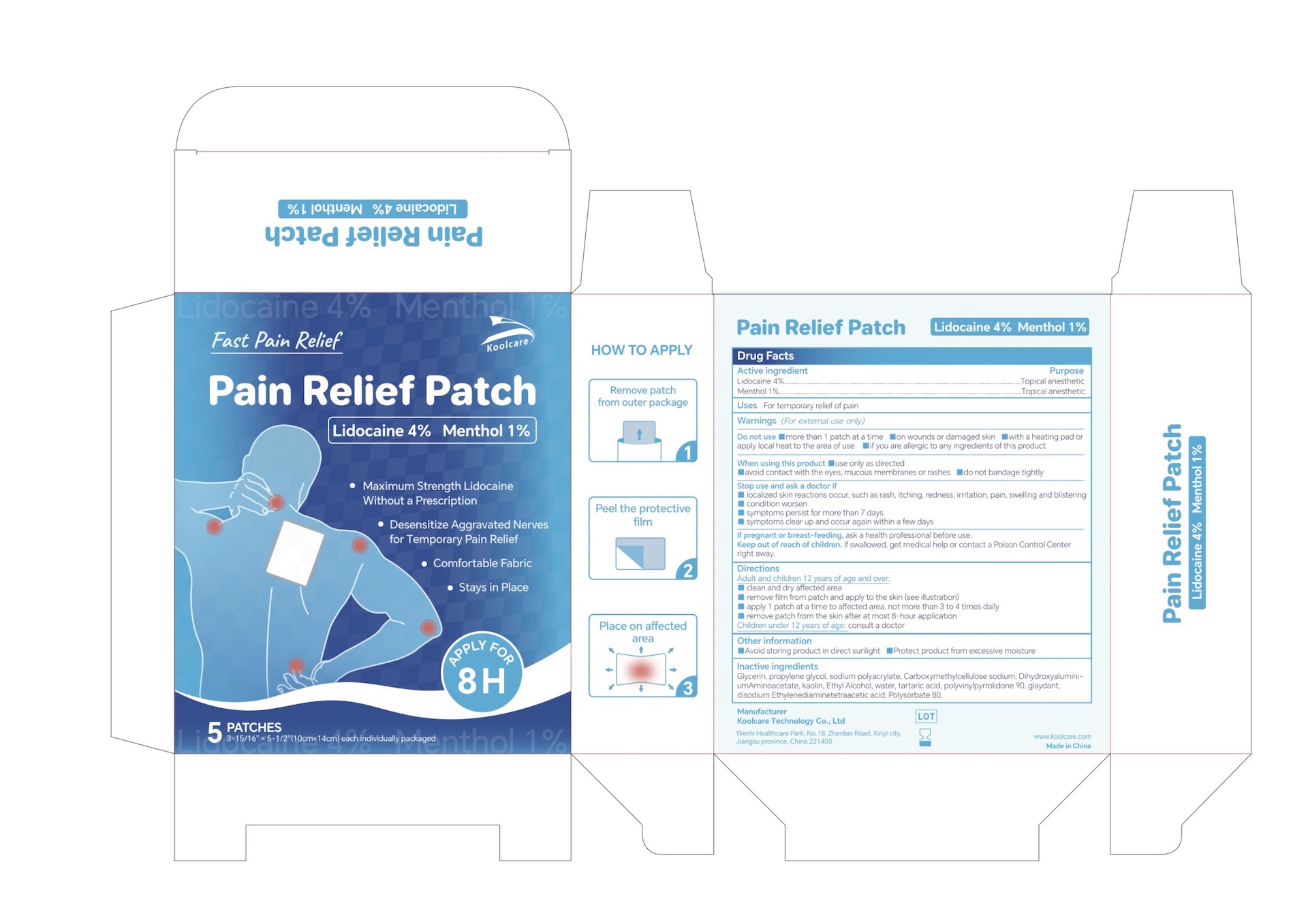 4% Lidocaine plus 1% Menthol Pain Relief Patch NDC: <a href=/NDC/84205-003-01>84205-003-01</a>