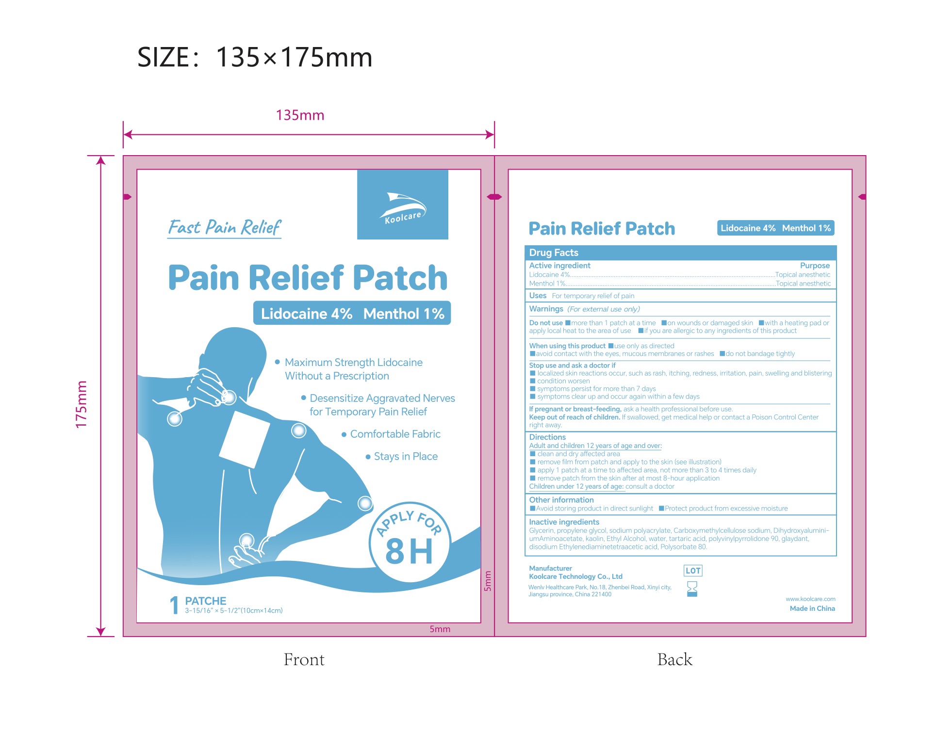 4% Lidocaine plus 1% Menthol Pain Relief Patch NDC: <a href=/NDC/84205-003-00>84205-003-00</a>