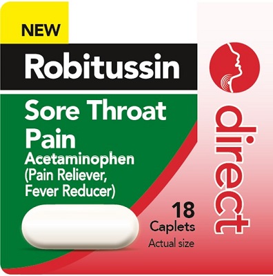 Robitussin Direct Sore Throat Pain 18 caplets