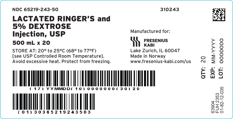 PACKAGE LABEL - PRINCIPAL DISPLAY –Lactated Ringer's and 5% Dextrose 500 mL Case Label
