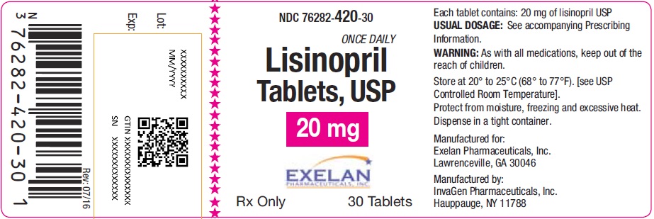 Lisinopril Tablets 20mg 30 Tablets