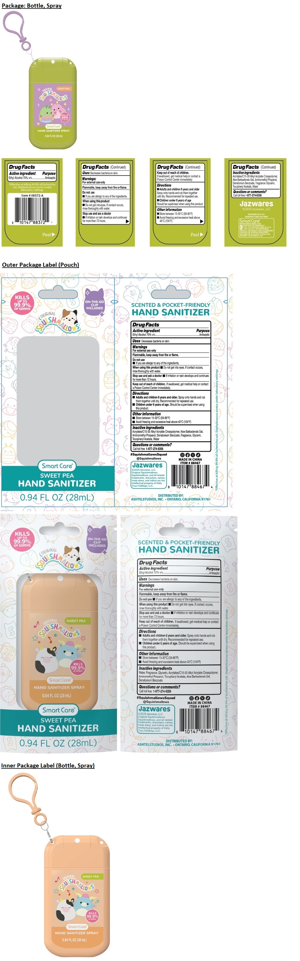 Smart Care SQUISHMALLOWS SWEET PEA HAND SANITIZER
