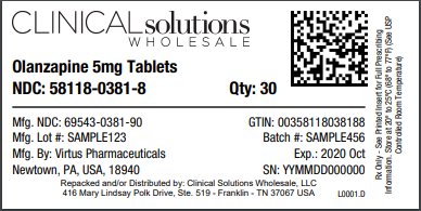 Olanzapine 5mg Tablets 30 count blister card