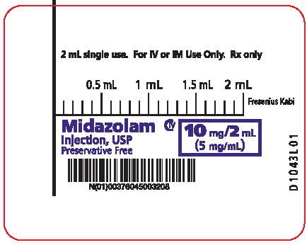 PACKAGE LABEL - PRINCIPAL DISPLAY - Midazolam 2 mL Syringe Label
