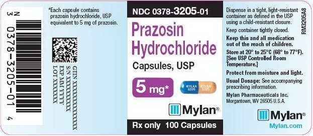 Prazosin Hydrochloride Capsules 5 mg Bottle Label