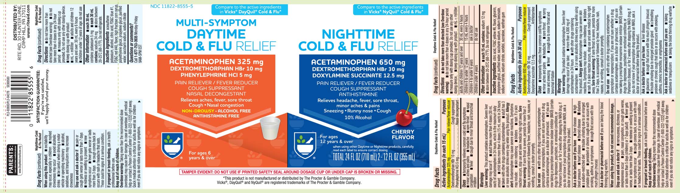 Acetaminophen 325 mg, Dextromethorphan HBr 10 mg, Phenylephrine HCl 5 mg, Acetaminophen 650 mg, Dextromethorphan HBr 30 mg, Doxylamine Succinate 12.5 mg