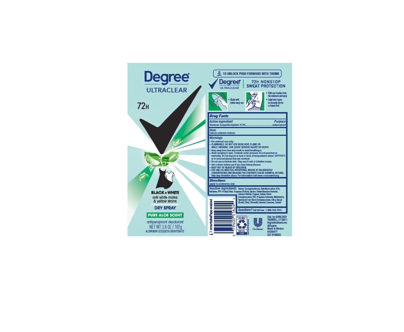 Degree Aloe Dry Spray AP Deo