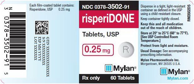 Risperidone Tablets, USP 0.25 mg Bottle Label