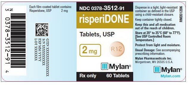 Risperidone Tablets, USP 2 mg Bottle Label