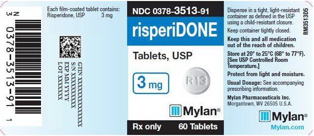 Risperidone Tablets, USP 3 mg Bottle Label