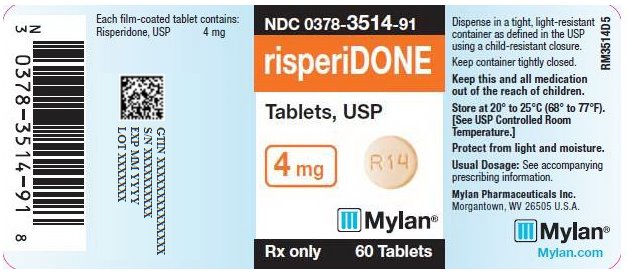 Risperidone Tablets, USP 4 mg Bottle Label