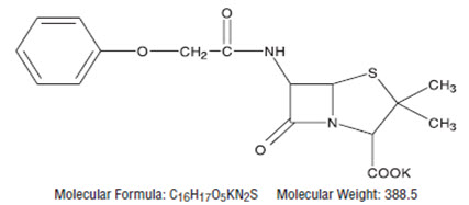 The chemical structure for Penicillin V Potassium Tablets.