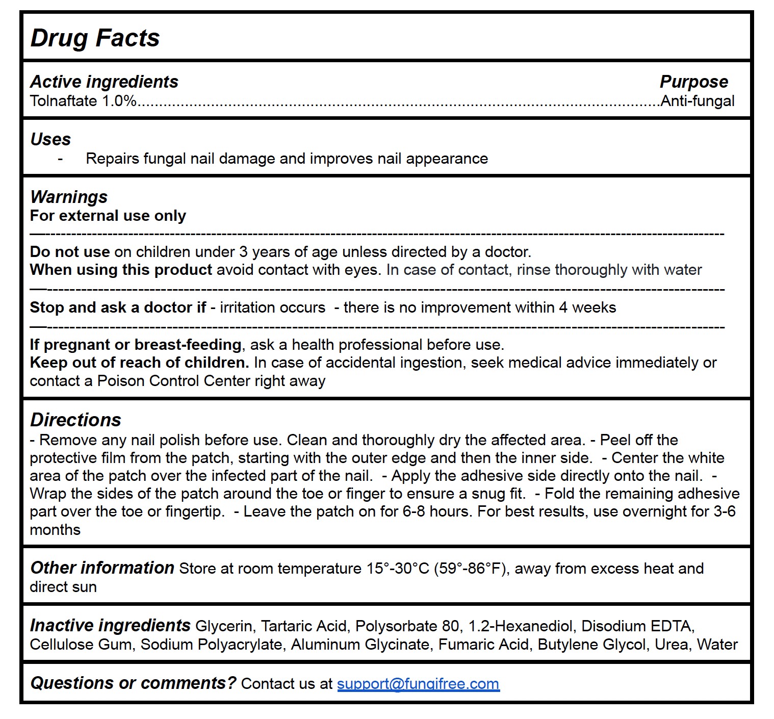 Patch Drug Facts