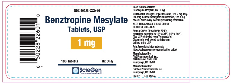 Benztropine Mesylate tab 1mg 100s label