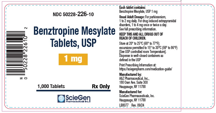 Benztropine Mesylate tab 1mg 1000s label