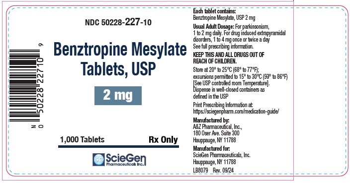 Benztropine Mesylate tab 2mg 1000s label