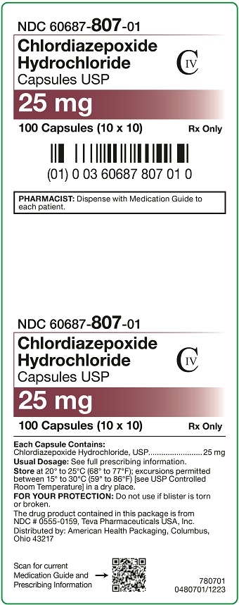 25 mg Chlordiazepoxide HCl Capsules Carton