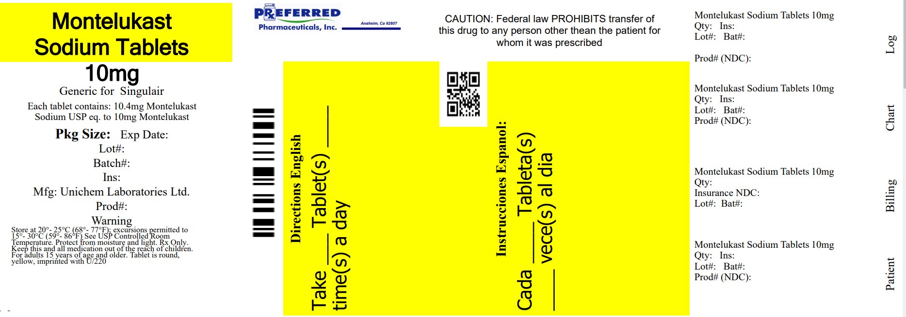 Montelukast Sodium Tablets 10mg 
