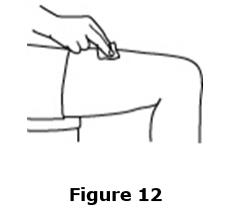 	Clean the skin with an alcohol wipe where the injection is to be made.  Be careful not to touch the skin that has been wiped clean.  See Figure 12.