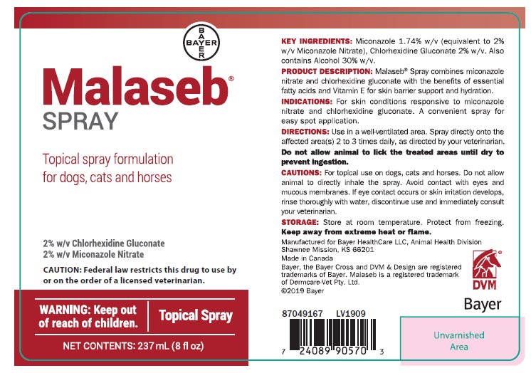 Malaseb Spray, Topical spray formulation for dogs, cats and horses label