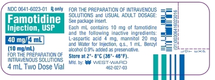 Famotidine Injection, USP 40 mg/4 mL (10 mg/mL) 4 mL Two Dose Vial