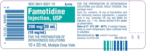 Famotidine Injection, USP 200 mg/20 mL (10 mg/mL) 10 x 20 mL Multiple Dose Vials