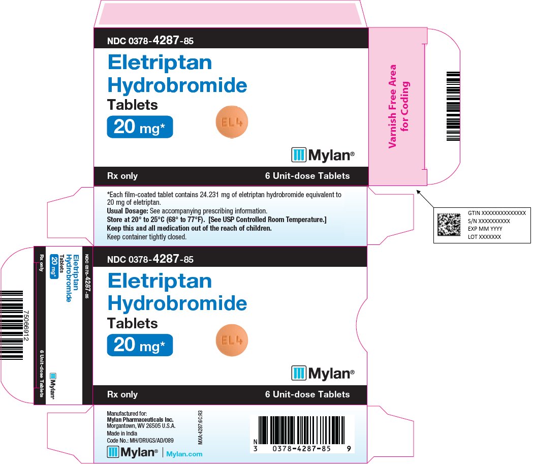 Eletriptan Hydrobromide Tablets 20 mg Carton Label