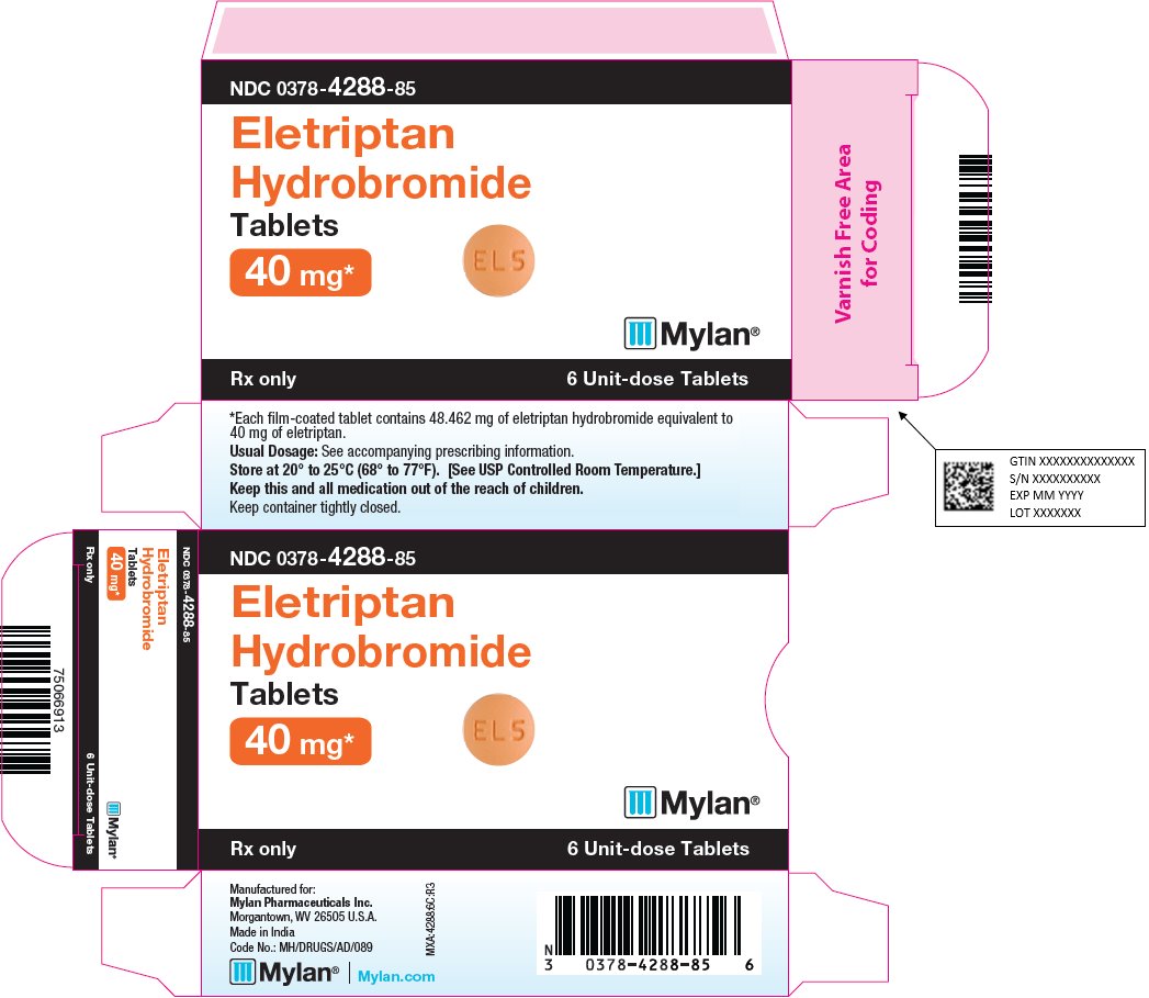 Eletriptan Hydrobromide Tablets 40 mg Carton Label