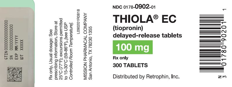 Thiola EC 100-mg Tablets label