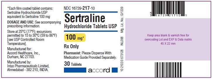 PRINCIPAL DISPLAY PANEL - Sertraline Hydrochloride Tablets USP 100 mg - 30 Tablets Label