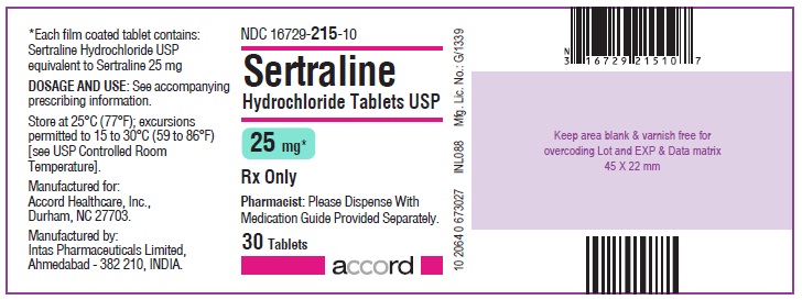 PRINCIPAL DISPLAY PANEL - Sertraline Hydrochloride Tablets USP 25 mg - 30 Tablets Label