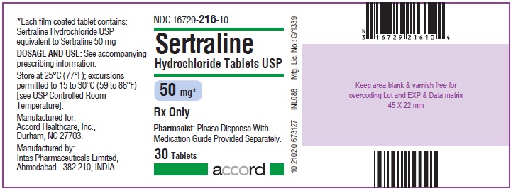PRINCIPAL DISPLAY PANEL - Sertraline Hydrochloride Tablets USP 50 mg - 30 Tablets Label