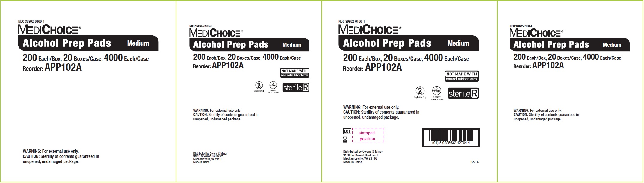 NDC - 39892-0100-1 - Alcohol Prep Pad - Box1