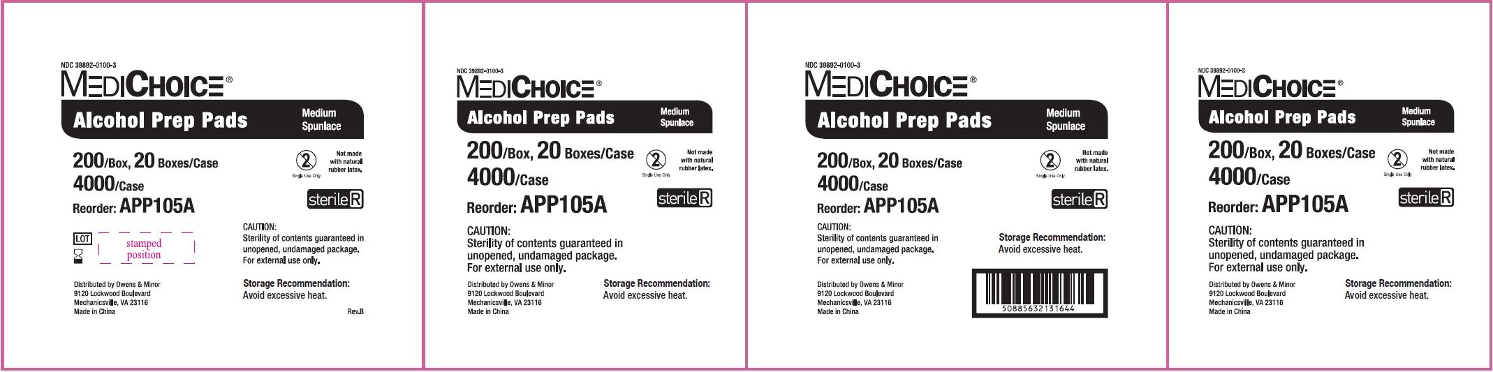 NDC - 39892-0100-3 - Alcohol Prep Pad - Box3