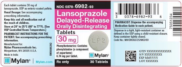 Lansoprazole Delayed-Release Orally Disintegrating Tablets 30 mg Bottle Label
