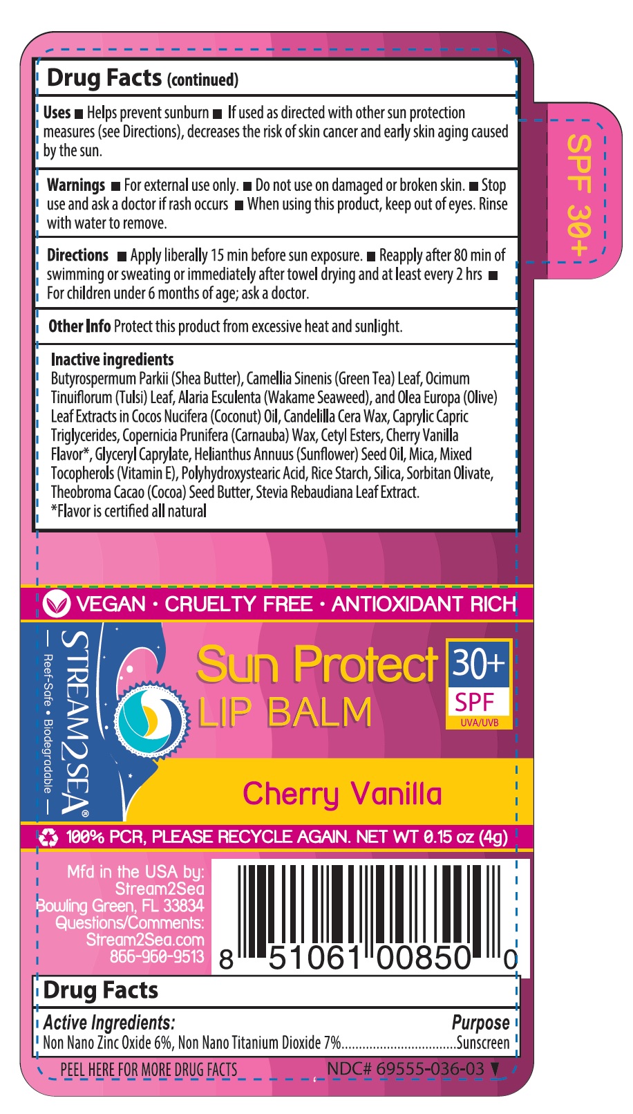 SUN PROTECT LIP BALM CHERRY VANILLA - Label 