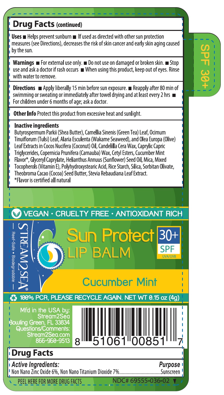 SUN PROTECT LIP BALM CUCUMBER MINT - Label
