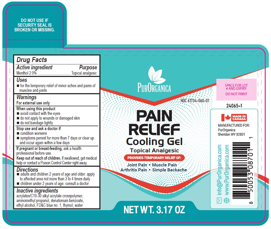 PURORGANICA PAIN RELIEF Cooling Gel Topical Analgesic 3.17 OZ