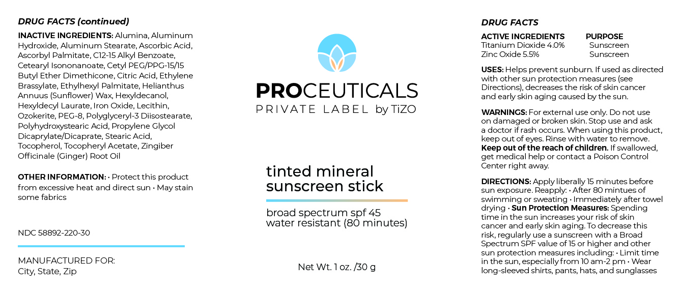 Reference 58892-220-30 tinted mineral sunscreen stick proceuticals NDC-01