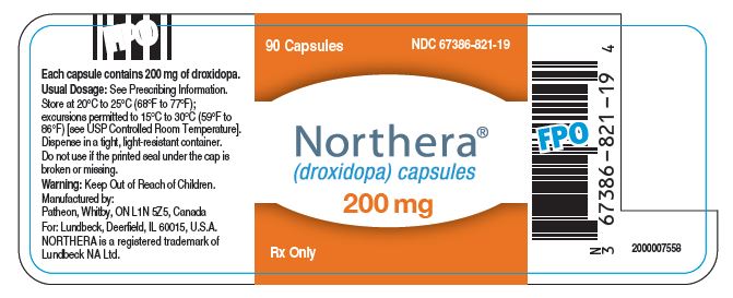NDC: <a href=/NDC/67386-821-19>67386-821-19</a> 90 Capsules Northera™ (droxidopa) capsules 200 mg Rx Only