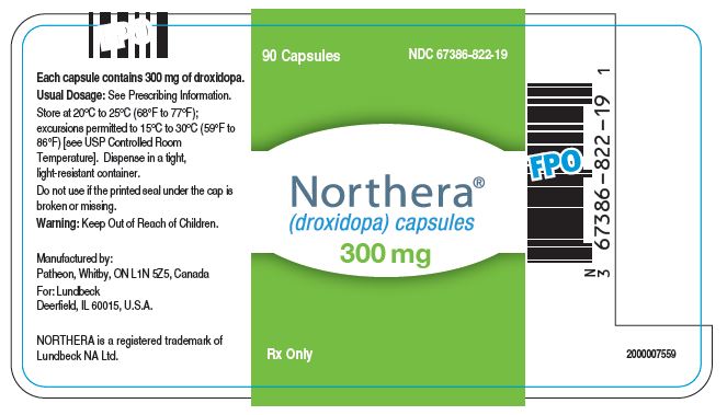 NDC: <a href=/NDC/67386-822-19>67386-822-19</a> 90 Capsules Northera™ (droxidopa) capsules 300 mg Rx Only