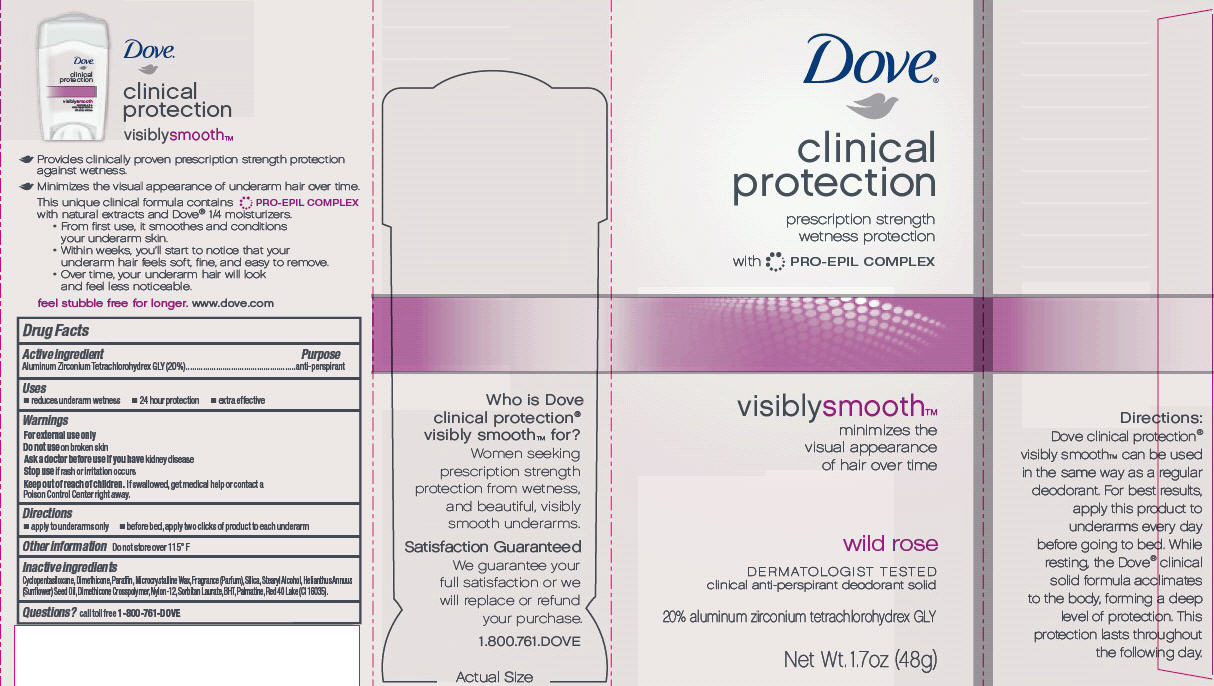 Dove Clinical Protection Visibly Smooth Wild Rose 1.7 oz Carton PDP