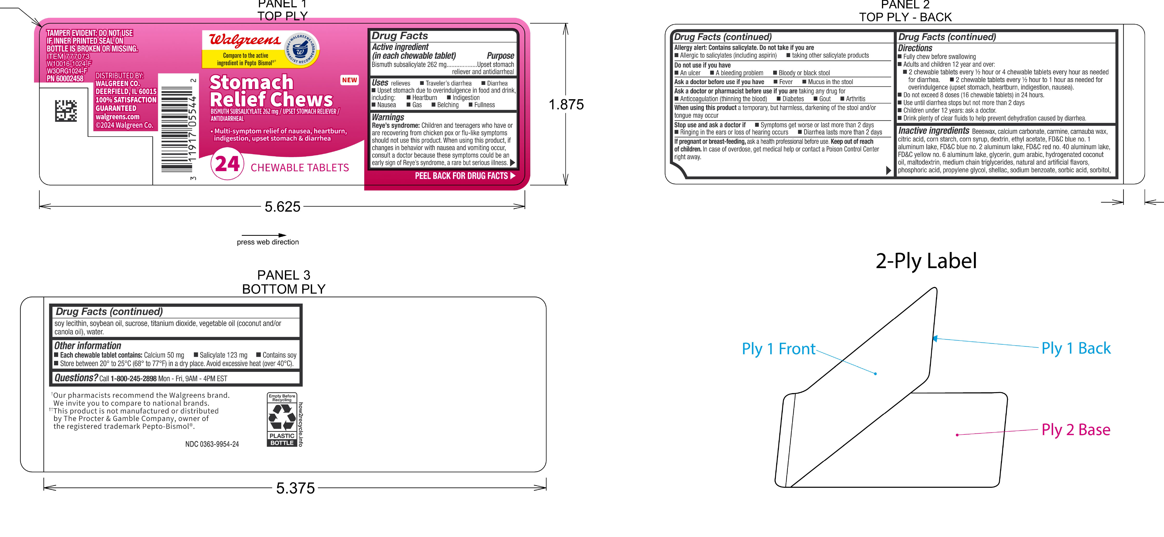 Walgreens Bismuth Stomach Relief 24ct