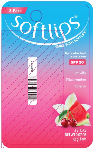 Softlips Vanilla, Watermelon, Cherry