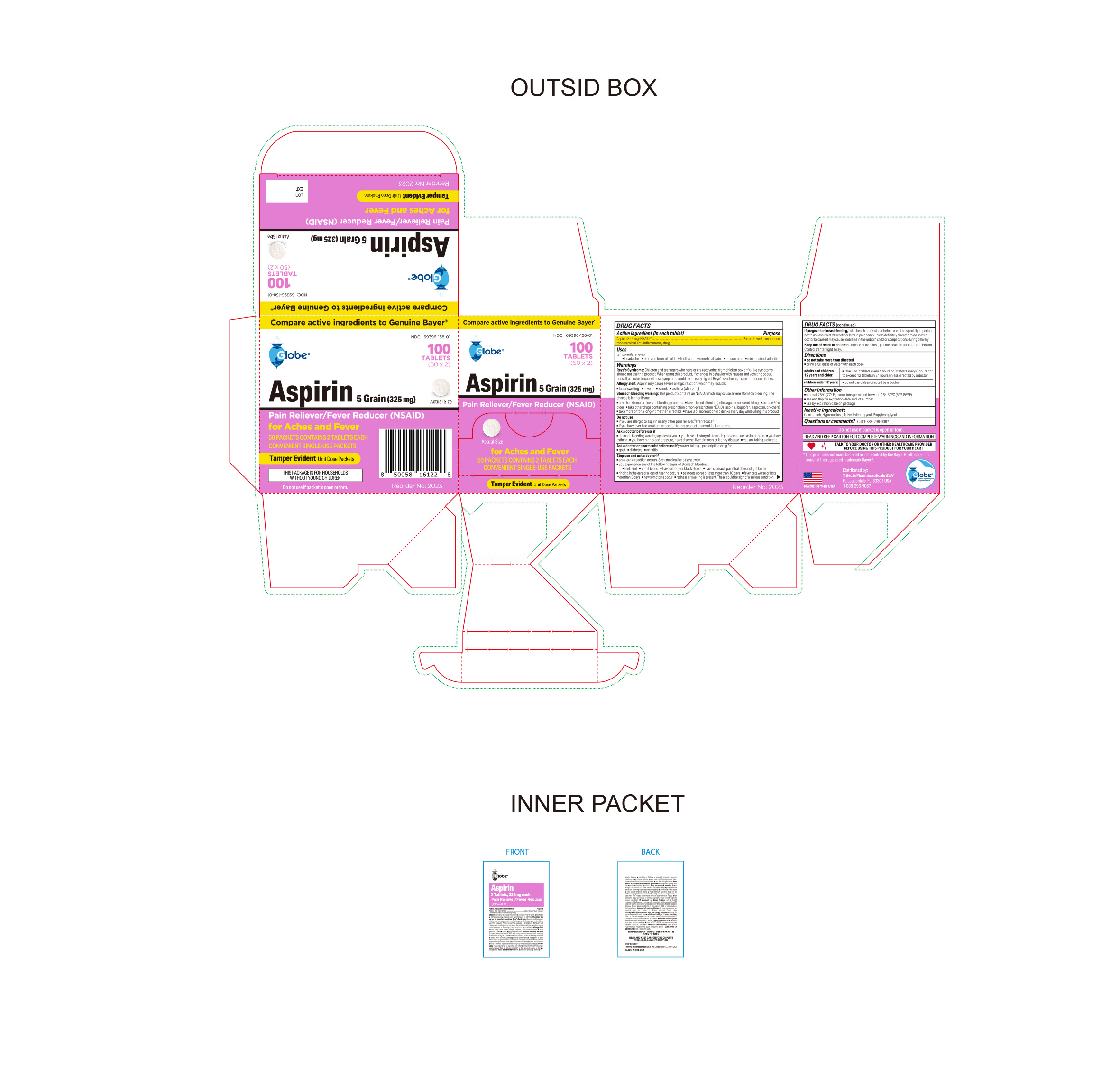 2023 GLOBE ASPIRIN COATED TABLETS 325MG 50PK 082024 CDER