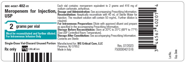 meropenem 2 gram vial label